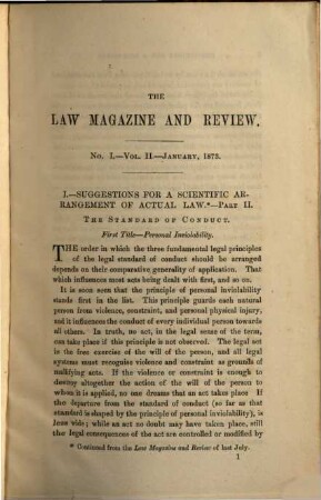 Law magazine and review : a quarterly review of jurisprudence. 2. 1873