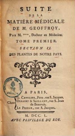 Suite de la matière médicale, 1