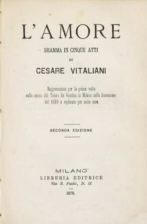 L'amore : dramma in cinque atti
