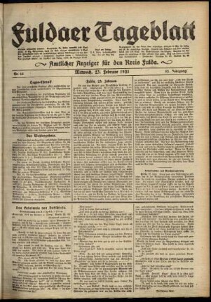 Ausgabe vom Mittwoch, den 23. Februar 1921.