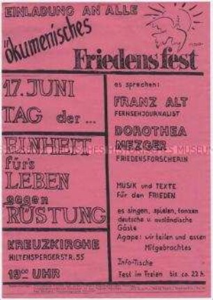 Maueranschlag mit dem Aufruf zu einem kirchlichen Friedensfest