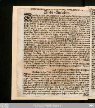 Dicratum Regenspurg per Chur-Maynz, den 28. Junii 1731. Reichs-Gutachten.