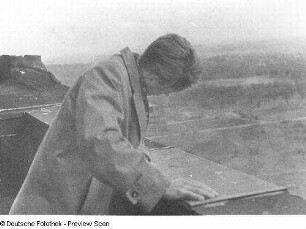 Ein Freund des Fotografen auf dem Rathausturm