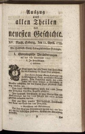 XV. Nachl. Coburg, den 12. April. 1755.