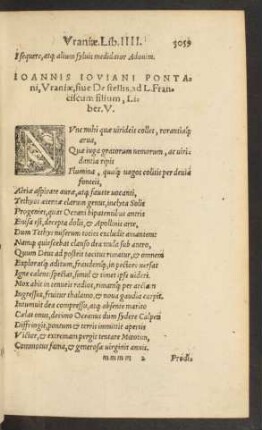 Ioan. Ioviani Pontani, Uraniae, sive De stellis ... Liber V.