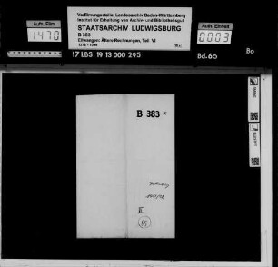 Rechnung des Amts Tannenburg, geführt von Ammann Hans Lindner zu (Bühler)tann