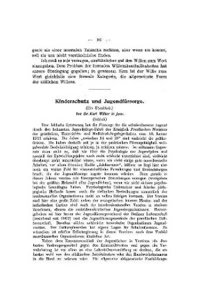 Kinderschutz und Jugendfürsorge : (ein Überblick) ; (Schluß)
