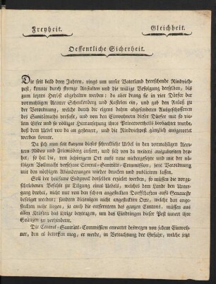 Freyheit. Gleichheit. Oeffentliche Sicherheit.