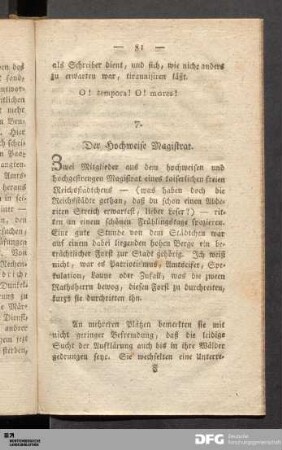 7. - 8. Der Hochweise Magistrat.