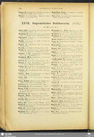 XXVII. Ostpreußischer Bezirksverein.