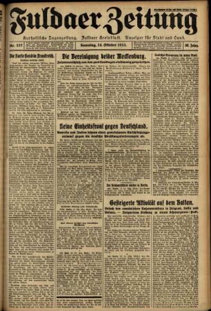 Ausgabe vom Samstag, den 14. Oktober 1933.