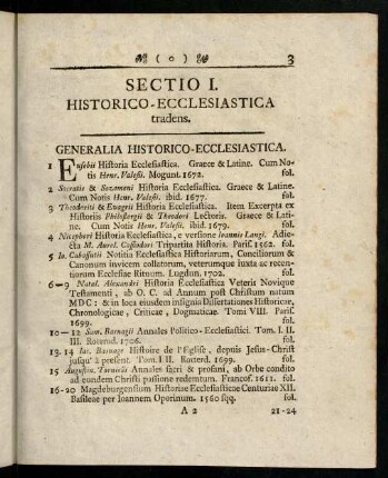 3-85, Sectio I. Historico-Ecclesiastica tradens.