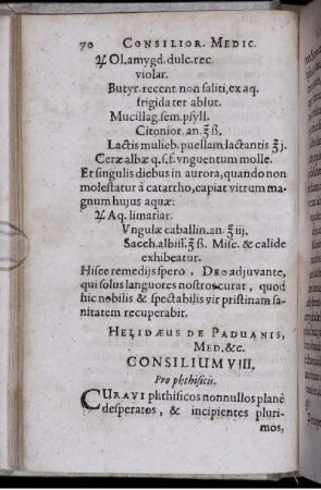 Consilium VIII. Pro phthisicis