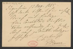 Brief an B. Schott's Söhne : 13.08.1885