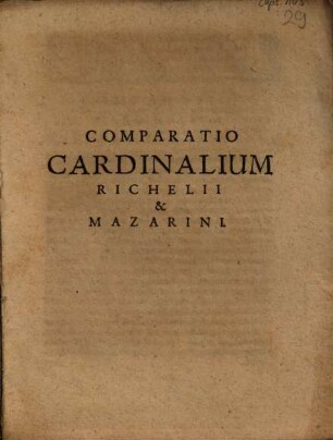 Comparatio Cardinalium Richelii & Mazarini