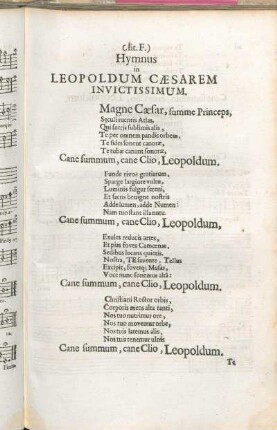 (.lit. F.) Hymnus in Leopoldum Cæsarem Invictissimum.