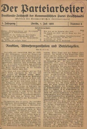 1. Jahrgang, Berlin, 1. Juli 1923, Nummer 6