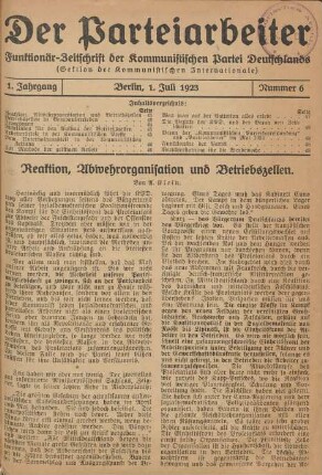 1. Jahrgang, Berlin, 1. Juli 1923, Nummer 6