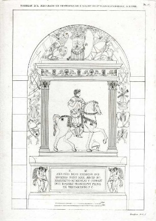 Grafik "Tombeau d' A. Rido, dans le vestibule de Eglise de Sta. Francesca Romana, a Rome"