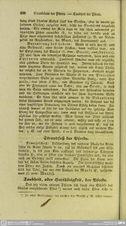 Taubheit, oder Harthörigkeit, der Pferde
