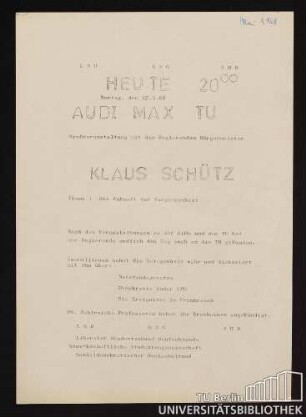 Heute 20 Uhr Audimax TU Großveranstaltung