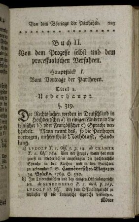 Hauptstück I. Vom Vortrage der Partheyen.