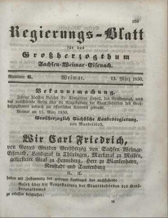 Nr. 6 : 13. März 1850