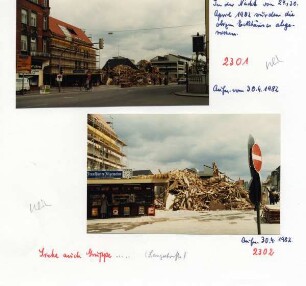 Hornsche Straße. Abriss der Häuser Ecke Hornsche / Lange Straße am 30.04.1982