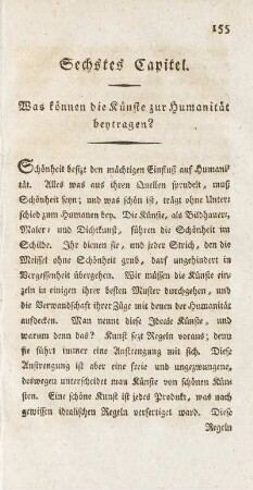 Sechstes Capitel. Was können die Künste zur Humanität beytragen?