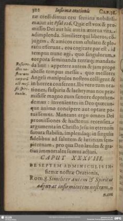 Caput XXXVIII. De Septem Adminiculis Infirmae nostrae Orationis