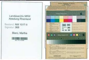 Entnazifizierung Martha Blanc , geb. 17.10.1912 (Diakonisse)