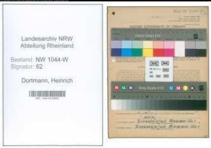 Entnazifizierung Heinrich Dortmann , geb. 17.09.1886 (Schlossermeister)