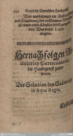 Hernach folgen Allerlerley Particularia/die Handgrieff zuerlernen.
