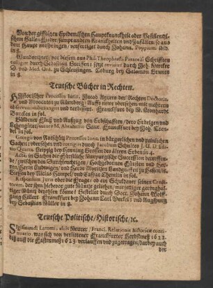 Teutsche Politische/ Historische/ ec.