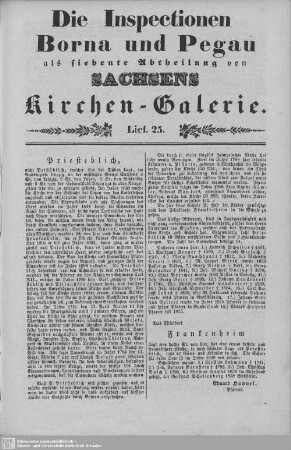 Priesteblich, Frankenheim : 25. Lieferung