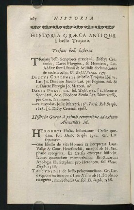 267-281, Historia Graeca Antiqua à bello Trojano.