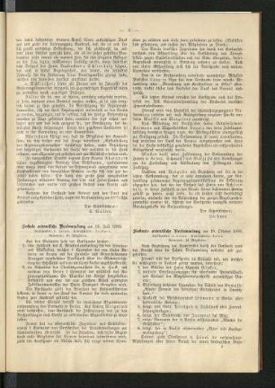 Sechste ordentliche Versammlung am 13. Juli 1889