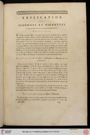 Explication des Fleurons et Vignettes