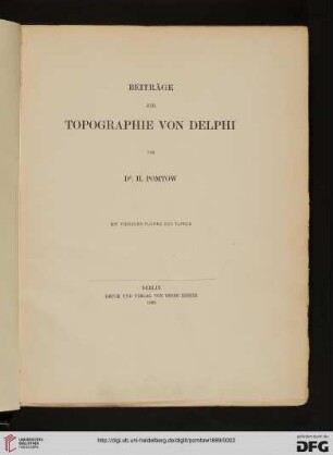 Beiträge zur Topographie von Delphi