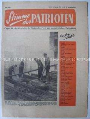 Funktionärszeitung der Nationalen Front "Stimme des Patrioten" u.a. mit Polemik gegen die Pariser Verträge
