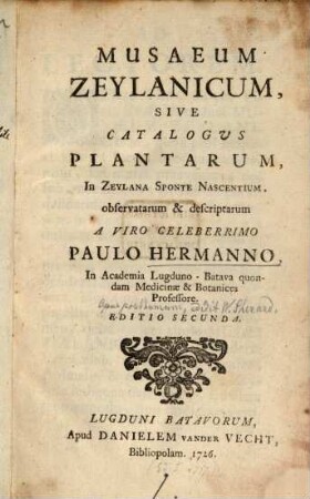 Musaeum Zeylanicum