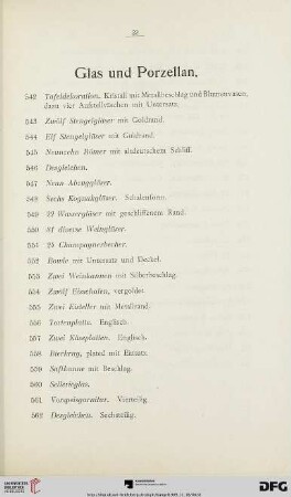 Glas und Porzellan (Nr. 542-582)