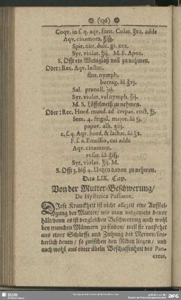 Das LIX. Cap. Von der Mutter-Beschwerung, De Hysterica Passione