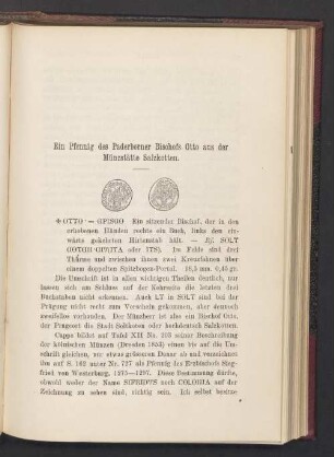 Ein Pfennig des Paderborner Bischofs Otto aus der Münzstätte Salzkotten