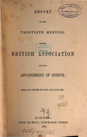 Report of the ... meeting. 30. 1860 (1861)