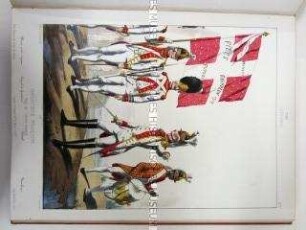 Uniformdarstellung, Fahnen-Offizier, Grenadier-Korporal, Oberst und Tambour der Infanterie, Königreich Frankreich, 1786. Tafel No. 273: Uniformes Française.