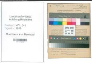 Entnazifizierung Bernhard Muenstermann , geb. 21.09.1894 (Rentmeister)