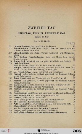 Zweiter Tag: Freitag, den 21. Februar 1941, Beginn 15 Uhr (Nr. 221-420)
