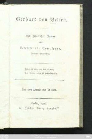 Gerhard von Velsen : Ein historischer Roman
