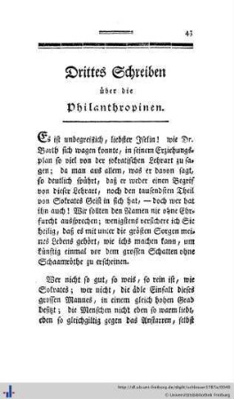 III. Drittes Schreiben